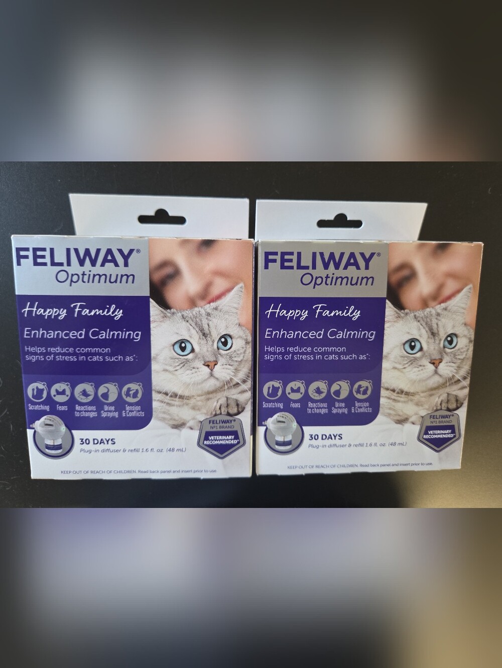 Feliway Optimum Cat Calming 30 Day Diffuser ~ 2 Packs EXP 04/01/2027
